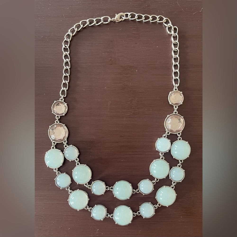 Double strand light blue statement necklace